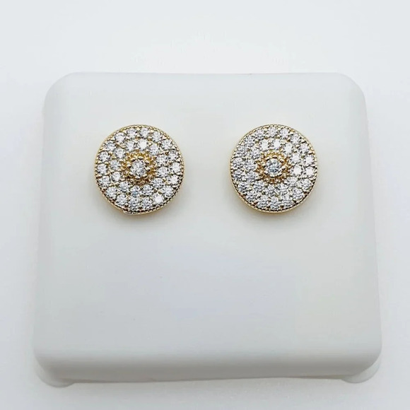 "14K Gold Plated Cubic Zircon Earrings, INUS1BR149 - Picture 1 of 9